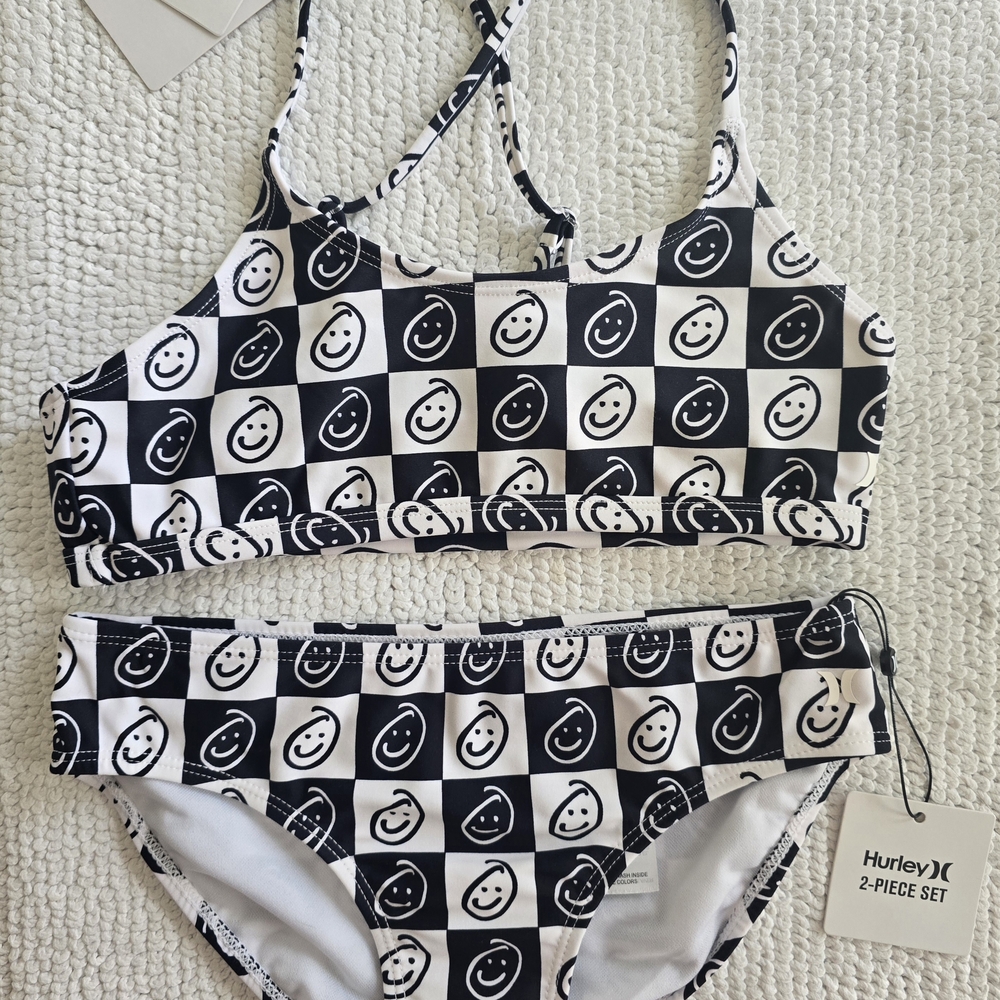 Hurley Black & White 2-Piece Girl's Bathing Suit